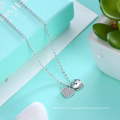 Sterling Silver Jewelry Double Heart Zircon Charm Necklace